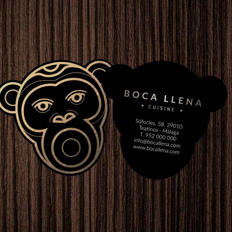Impresión de tarjetas de lujo con estampación dorada y troquel para restaurantes