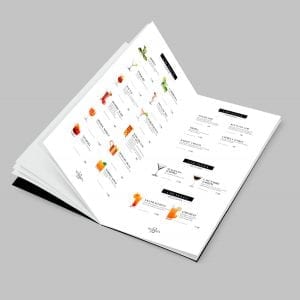 Diseño de carta de copas y cócteles para bar