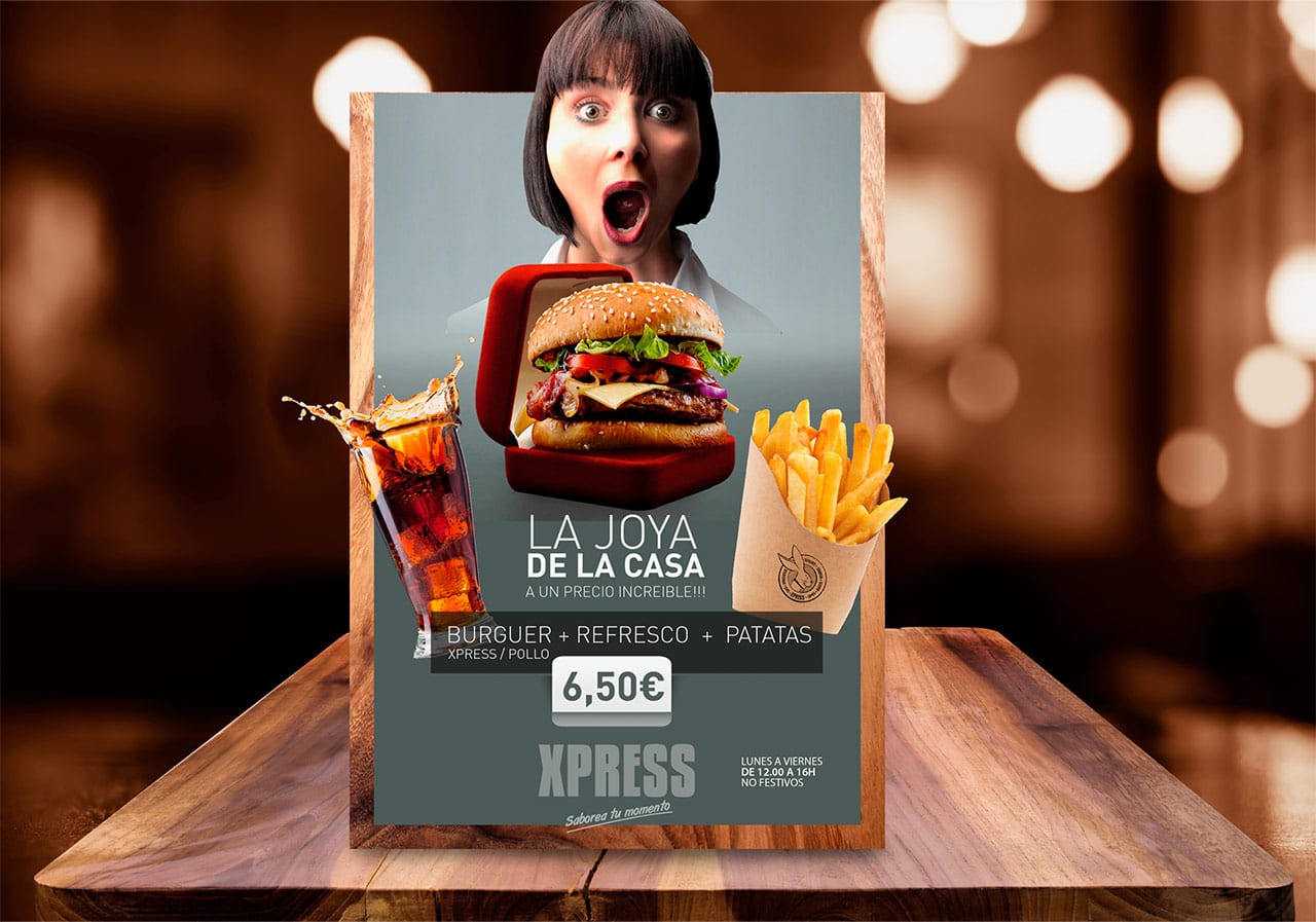 restaurante Xpress, campaña creativa para carteles exteriores del local