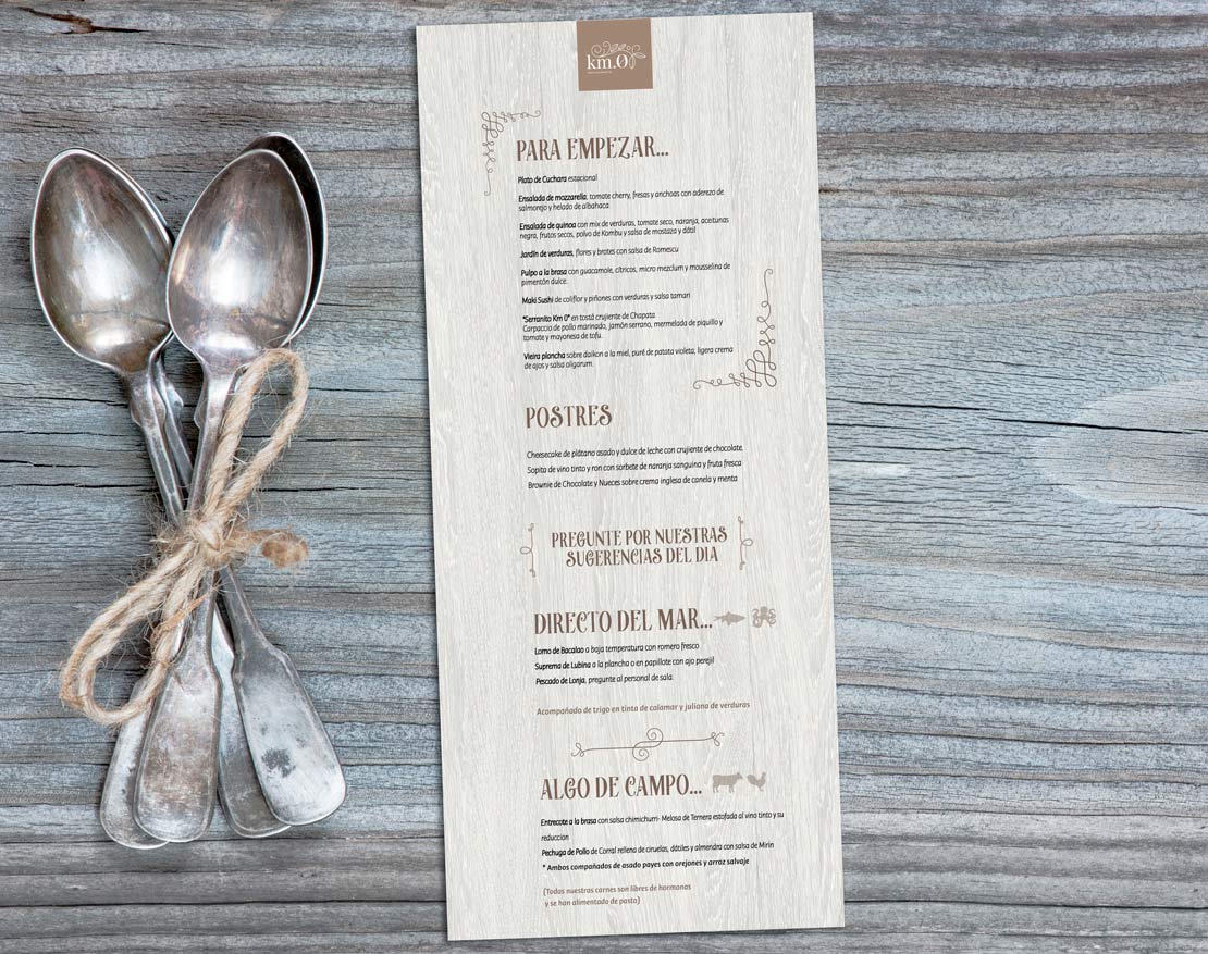 Diseño de carta menu para restaurante vegano