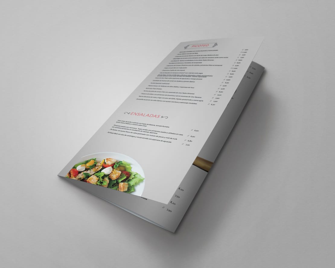 Diseño de cartas para restaurante