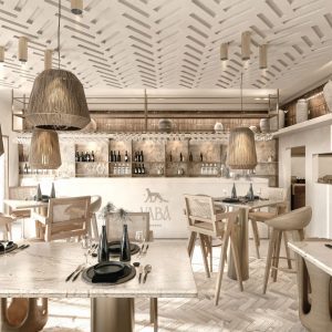 interiores hechos en 3d realistas, restaurante